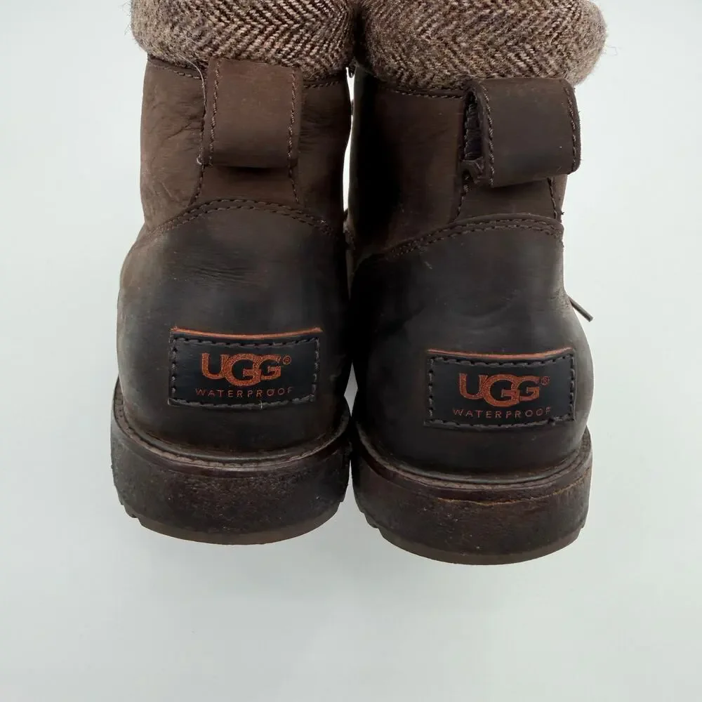 UGG Merrick Rugged Waterproof Brown Leather Mens Lace Up Boot 9.5
